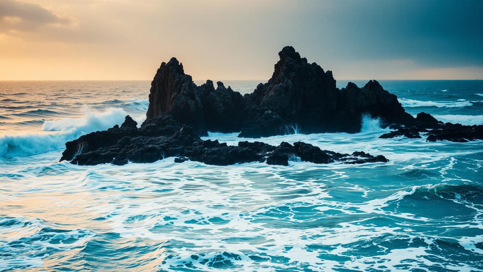Felsen im Meer mit Brandung